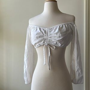 LA Hearts white cropped top